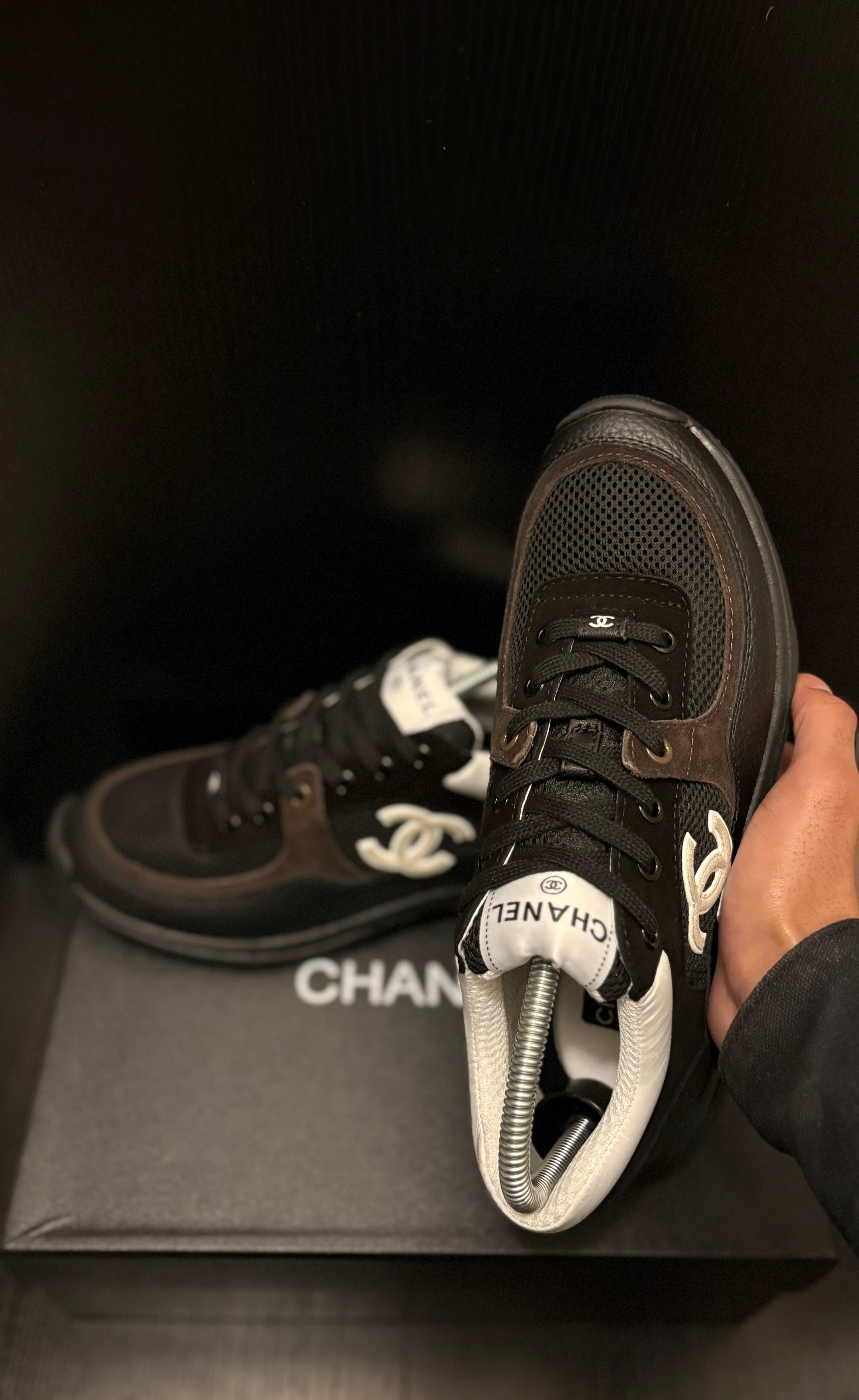 Ch@nel Runners Black/White with Calfskin